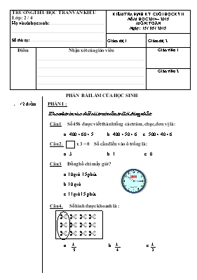 Đề kiểm tra cuối học kì II Toán, Tiếng việt lớp 2
